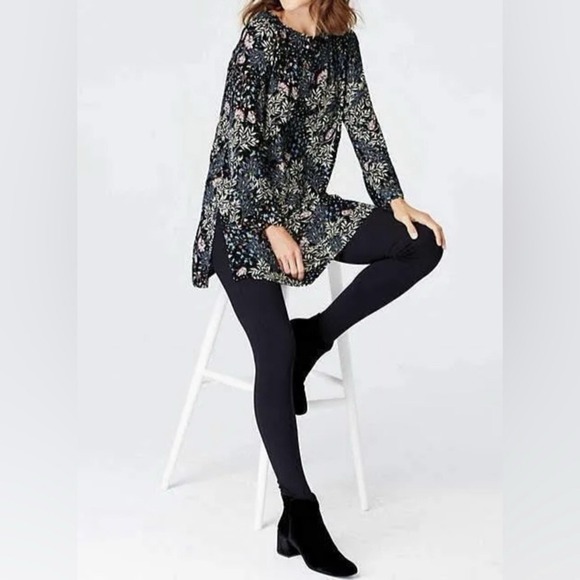 J.Jill Luxurious Midnight Vines Boat-Neck Tunic Top Sz Medium Relaxed Fit Floral - Picture 3 of 10